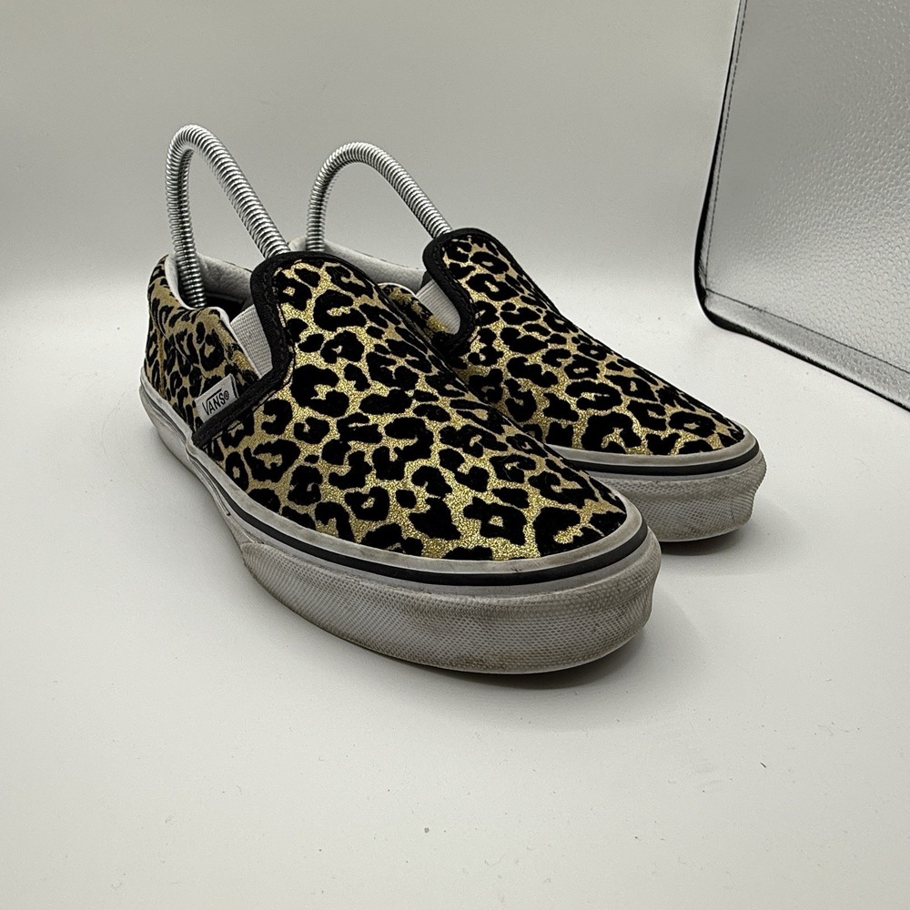 VANS CLASSIC SLIP-ON LEOPARD/BLACK SZ‎ 4 KIDS